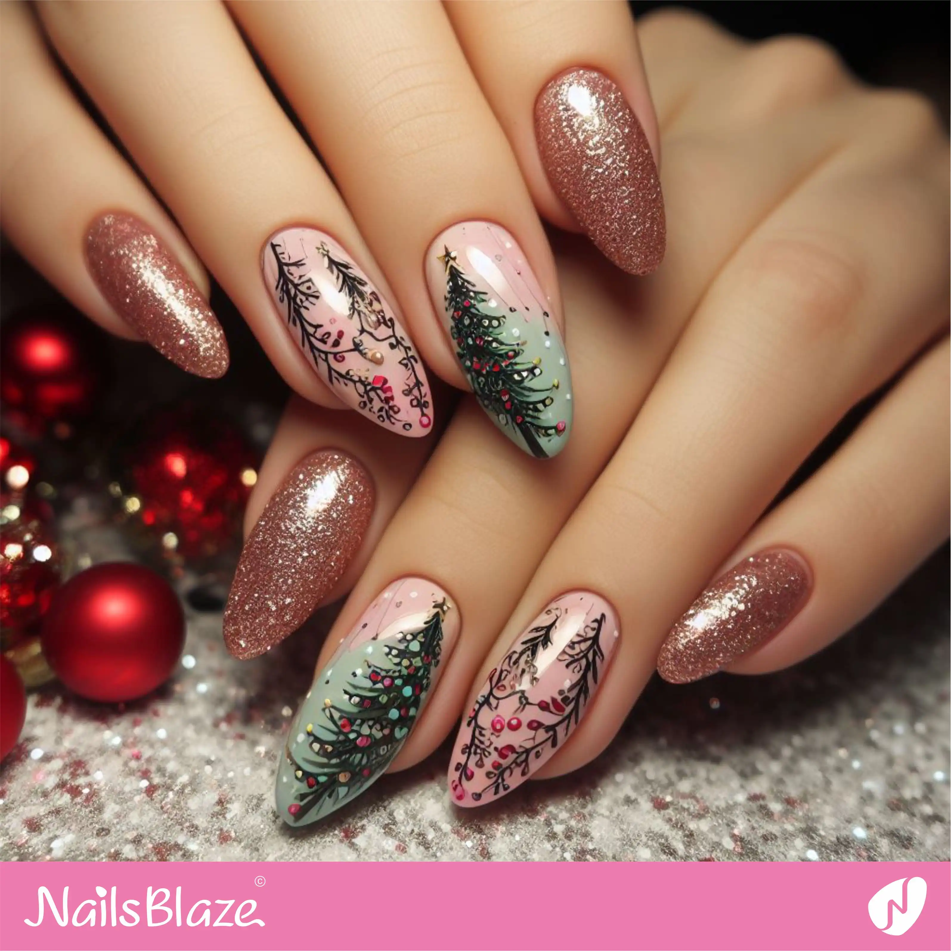 Christmas Tree Nail Design | Christmas | Winter - NB1230